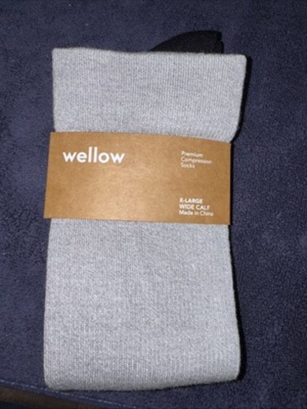 Wellow Grey Unisex X-Large Wide Calf Premium Compression Socks W12-W15, M13-M16